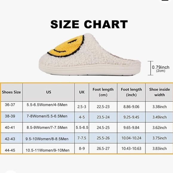 NEW Molatin Fuzzy Smiley Face Slippers Size W 10.5-11 M 9-10 Emoji Loungewear - Picture 15 of 15